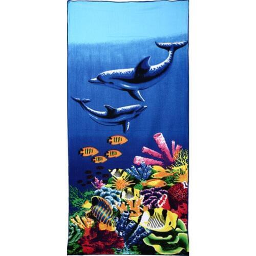 2020 new hot Sale seabed dolphin Large microfiber beach towel reactive printing summer bath towel gift 70*140cm