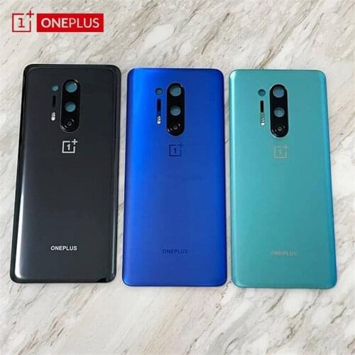 Original Glass Housing For OnePlus 8 Pro Back Battery Cover Door Rear One plus 8pro Battery Cover 1+8 Pro Camera Lens with Glue