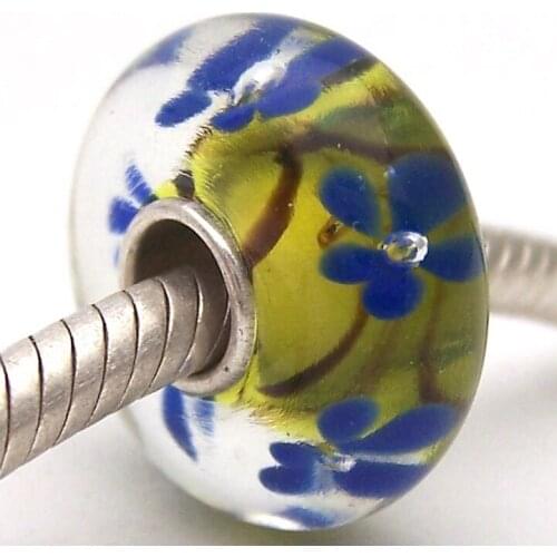 PJG2852 100% S925 Sterling Silver Beads Murano Glass beads Fit European Charms Bracelet charms diy jewelry Lampwork GlassBeads