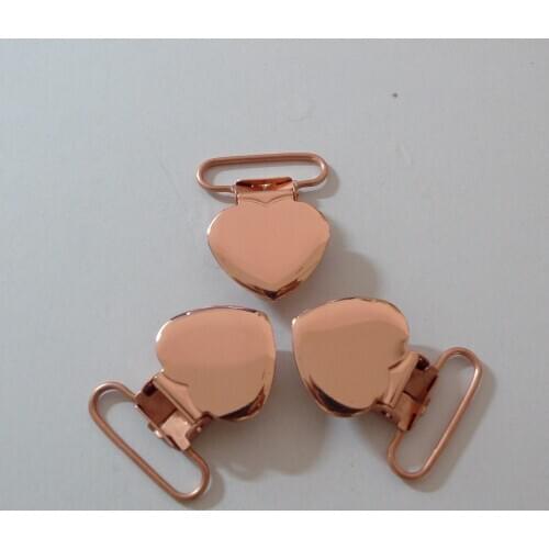 25pcs 1'' 25mm COPPER BRASS HUE ROSE GOLD Heart Shape Suspender Clips