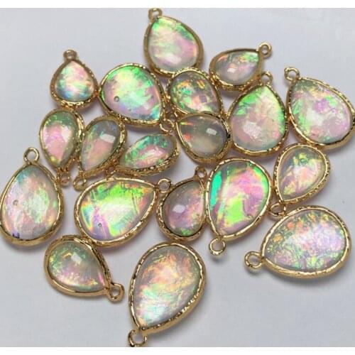 10pcs/lot 13*18/15*23mm Drop-shaped faux opal Charms pendant For DIY Fashion jewelry material accessories