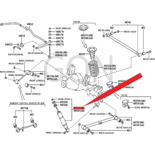 Right rear shock absorber assembly 2009-Toy ota LAN DCR UIS ERP RA DO rear shock absorber L/R rear shock absorber