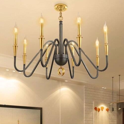 Luxury copper chandelier retro candle lamp high-end atmospheric durable for bedroom/living room/hall/dining room/lobby