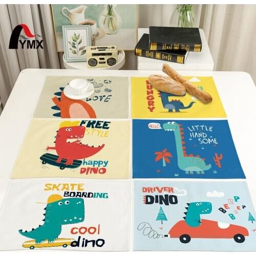 FYMX Dinosaur Placemat Hippie Rock Style Dinosaur Napkin For Holiday Party Event Table Decoration