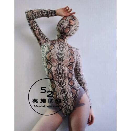 Sexy spandex snake zentai bodysuit tight zentai catsuit with open eyes