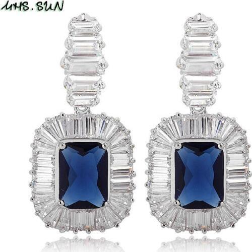 MHS.SUN Exaggerated Cubic Zirconia Drop Earrings Vintage Jewelry Earrings For Women Wedding Female Crystal Earring Party Gift