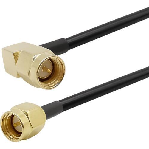 SMA Male Right Angle to SMA Male Plug RF Coaxial Coax LMR195 Cable Antenna Extender Wire Jumper Signal Low Loss RF Assembly