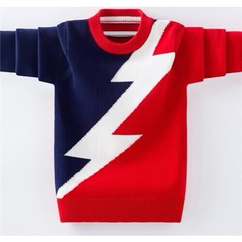 Boys' sweater new childrens autumn cotton line color matching bottom coat