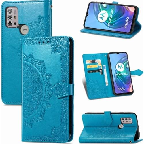 Embossed Flower PU Leather Cover For Motorola Moto G30 Case Kickstand Wallet Card Pocket Phone Case For Moto G10 Funda