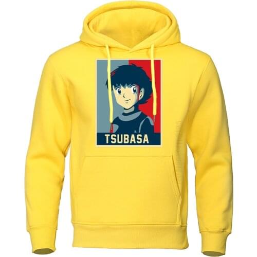Anime Hoodies Captain Tsubasa Man Hooded Tops Streetwear Comfortable Street Clothing Mens Hip Hop Harajuku Men Pullovers
