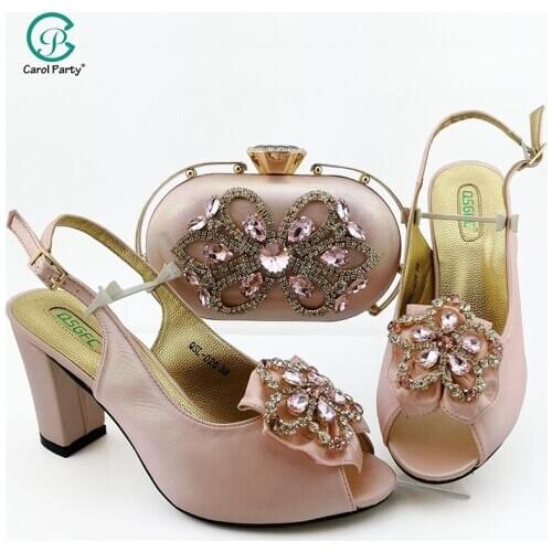 Italian Shoes with Matching Bags 2019 Shoe and Bag Set for Party In Women Nigerian Women Party Pumps with Purse Women High Heels