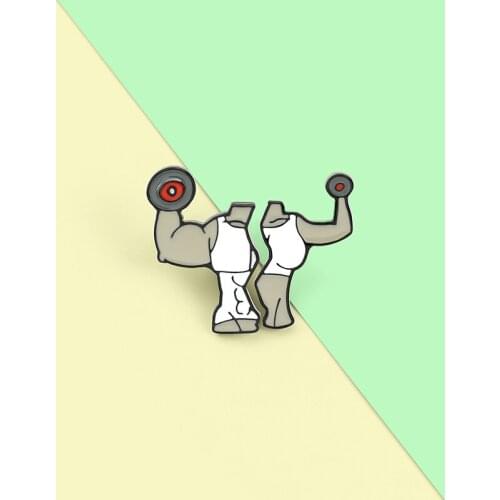 XEDZ Fitness Couple Enamel Pin Fashion Health Sports Personality Brooch Clothes Jewelry Gift For Women