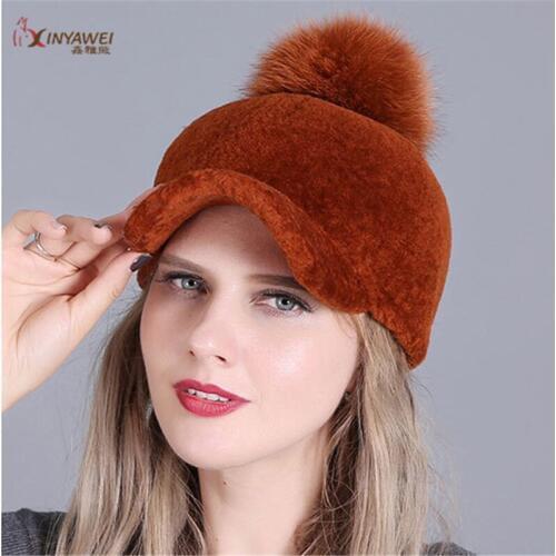 Woman Sheared Sheep Fur Knitted Hats Cap Fur Hats Women Winter Beanies 2020 Russian Fashion Cap For Women Casual Hat