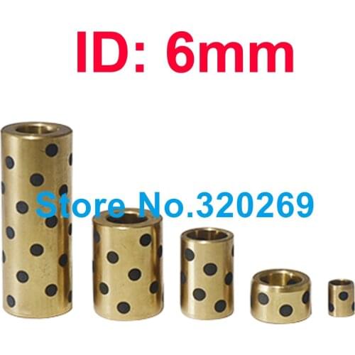 1PC JDB Graphite Brass Bearing Bushing Sleeve Copper Oilless ID 6MM 60X10X15 6x12x19Mm 6x8x6/8/10/12/15/20 6x10x6 6x12x35 10/30