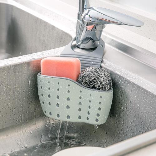 1pc TPR Kitchen Sponge Drain Holder Sponge Storage Rack Basket Wash Cloth Toilet Soap Shelf Organizer