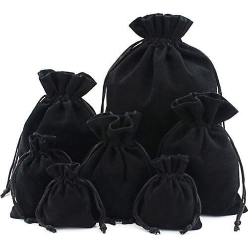 High Quality Black Earrings Ring Storage Velvet Drawstring Pouches Gift Bags Jewelry Bag Gift Display Packing Bags 10PCS