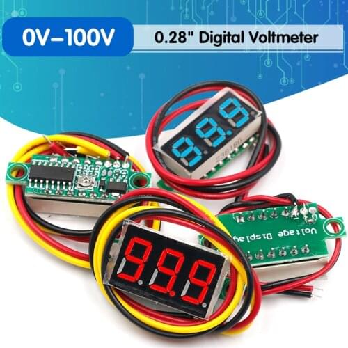 2pin 0.28 Inch Red Blue Digital LED Mini Display Module DC 2.5V-30V Voltmeter Voltage Tester Panel Meter Gauge Motorcycle Car