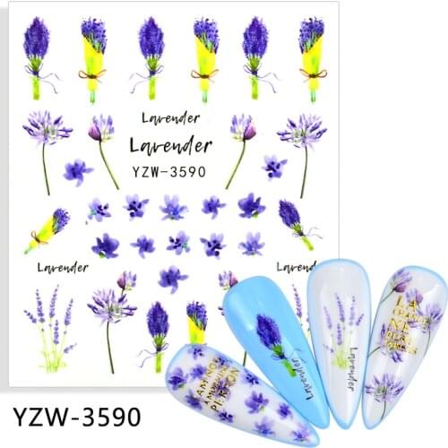 ZKO 4PCS/LOTBright Flower Series Nail Art Stickers Water Decals Sliders Foil Autumn Design For Nail Manicure