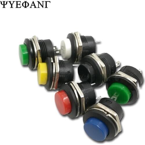 5Pcs Push Button Switch R13-507 Reset Start Switch Diameter 16mm No Lock Red Green Color