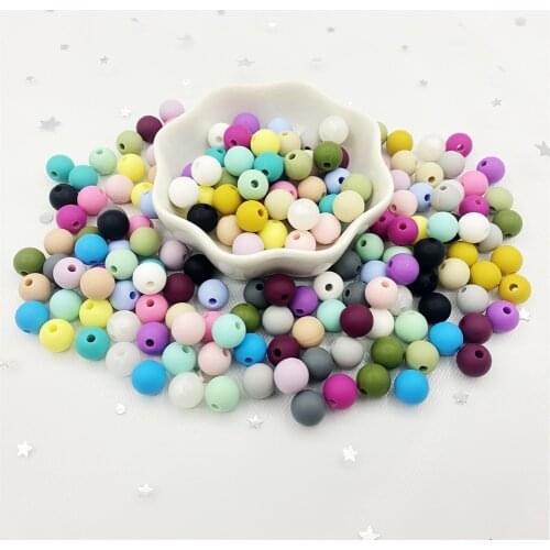 50pcs 9mm Silicone Beads Baby Teething round Beads Pacifier Chain DIY toys Silicon Teether BPA Free Bracelet necklace kids