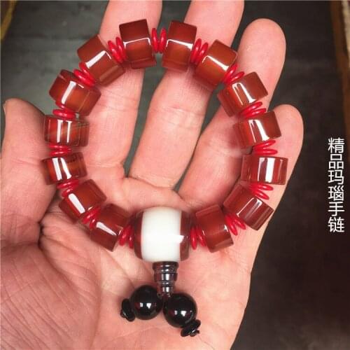 Natural red agate jade beads bracelet handcarved jade bangle real jade bracelets natural jade stone for women men
