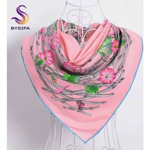 [BYSIFA] Muslim Ladies Pink Silk Head Scarf Shawl 2017 New Fashion Apparel Accessories High Quality Twill Square Scarves Schals