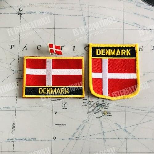 DENMARK National Flag Badges Armband Embroidery Patches And Lapel Pin One Set Cloth Accessories Backpack