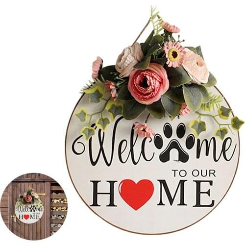 Welcome Sign Decorative Door Wood Decoration Simple Front Door Decor Wood Wreaths Hangings Door Hanger For Wedding Day