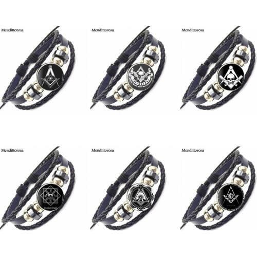 For Girls Gift High Quality Glass Black Leather Bracelet Bangles Goat Skull