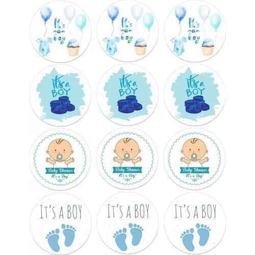 Its A Boy/Its A Girl Round Sticker Labels Baptism Gender Reveal Stickers Newborn Baby Shower Party Favor Gift Candy Box Gift