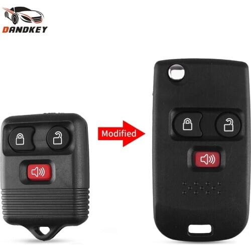 Dandkey Modified Car Remote Flip Key Case Shell For Ford Crown Victoria Escape ExpeditionExplorer Sport 3 Buttons Fob FO38 Blade