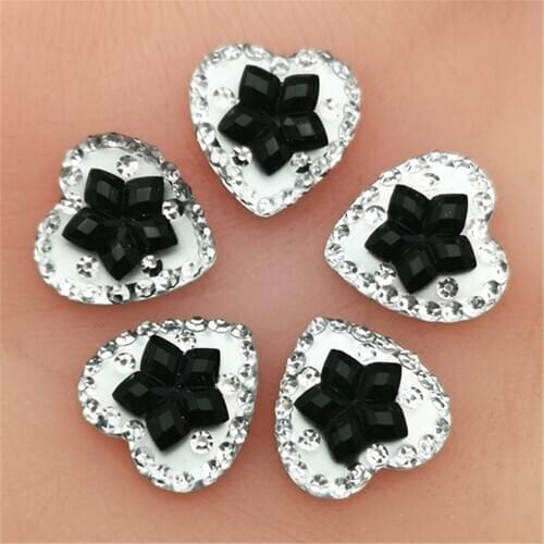 Hot ! 40PCS 12mm AB Resin heart flower Flat back Wedding buttons Child craft DIY