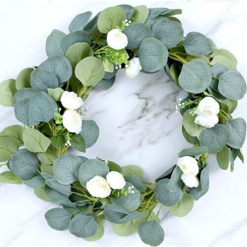 1.7M Artificial Fake Eucalyptus Garland Willow Green Long Leaf Plants Greenery Foliage Wall Hanging Home Garden Wedding Decor