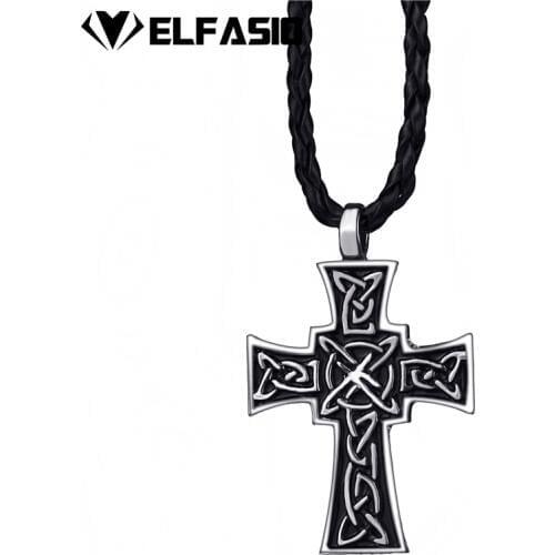 Celtic Knot Cross Silver Tone Mens Pewter Pendant with 24" Necklace LP261