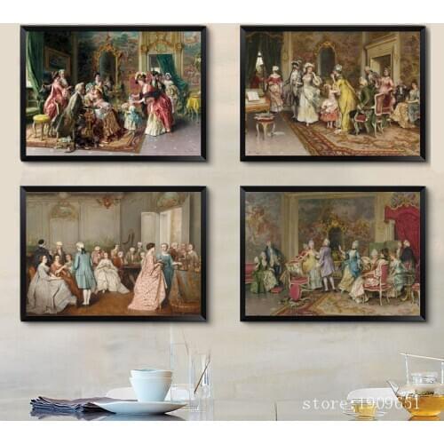 Classical court figures duke of aristocratic party canvas printings oil painting printed on cotton wall art decoration picture