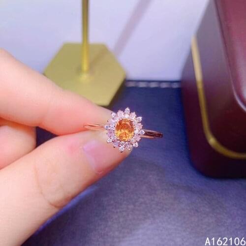 925 Pure Silver Chinese Style Natural Penta Garnet Womens Luxury Noble Flower Adjustable Gem Ring Fine Jewelry Support Detectio