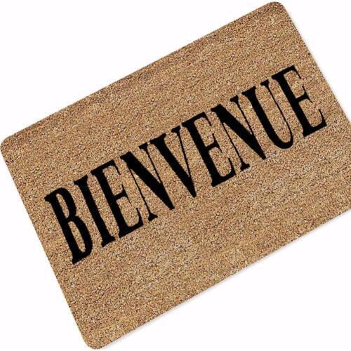Bienvenue Bonjour Printed Rubber Anti Slip Doormats Door Entry Front Door Mats Tapete Outdoor Entrance Indoor Welcome Home Funny