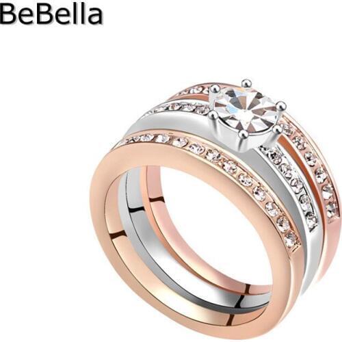 BeBella 6 colors crystal round finger ring for party made with genuine Czech crystal for girls Christmas gift