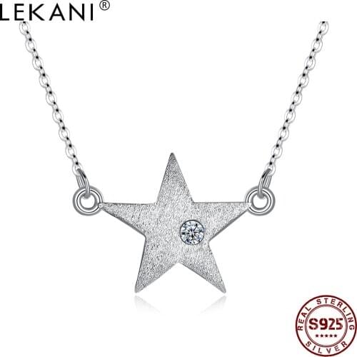 LEKANI 925 Sterling Silver For Women Star Necklaces Pendant Shiny Cubic Zirconia Necklace Fine Engagement Jewelry Hot Selling