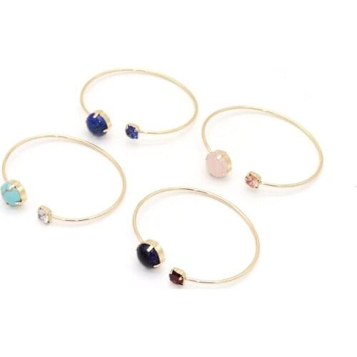 Fashion Big and Small Double Disc Natural Prong Stone Bracelets Bangles for Women Jewelry Display