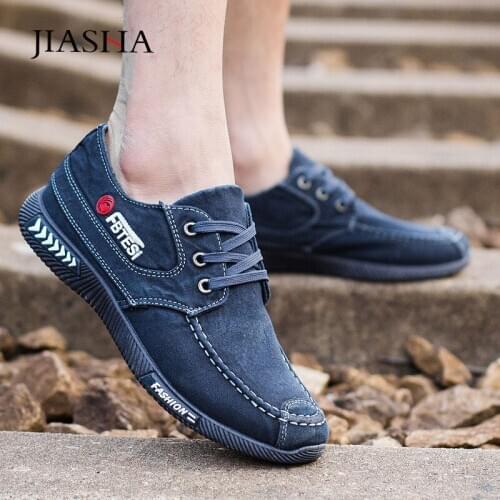 Men shoes 2021 new fashion comfortable denim lace-up shoes men sneakers flat outdoor sneakers men canvas shoes male plus size