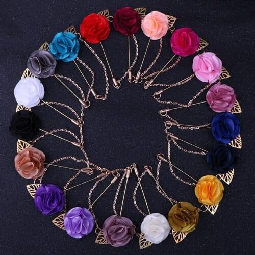 Men Women Lapel Pin Brooch Jewelry Wedding Party Suit Shirt Jacket Coat Needles Alloy Tassel Chain Rose Flower Brooches Corsage