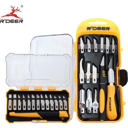 14pcs Wood Carving Chisel Set SK5 Replaceable Blade Sculpture Knife for DIY Wood Crafts Hand Tool