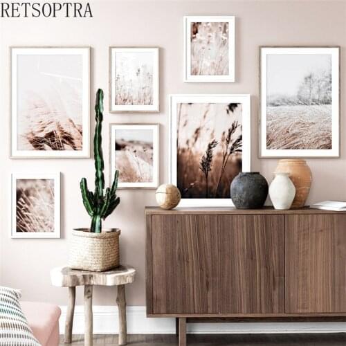 New Arrival Boho Style Wall Art Picture Poster Prin Plant Reed Nature Landscape Canvas Painting Bedroom Decor