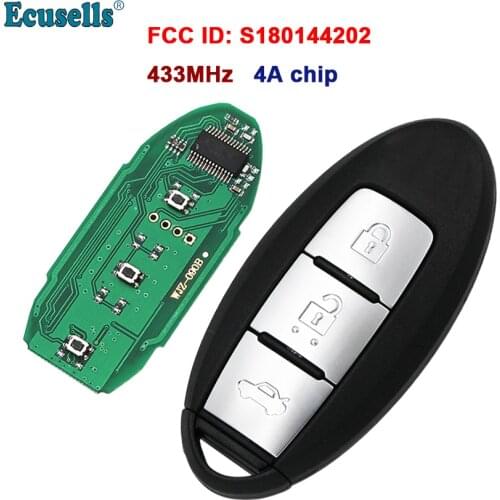 New 3 Button Smart Remote Key Fob 433MHZ with 4A Chip for Infiniti Q50 Q50L Q50S with insert key blade