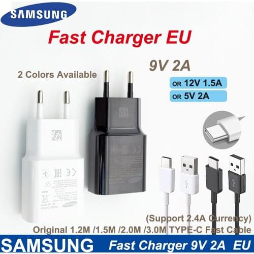 For Original Samsung Adaptive Fast Charger 9V2A EU plug USB Quick Adapter Type C Cable For Galaxy S8 S9 Plus Note 8 9 A3 A5 A7