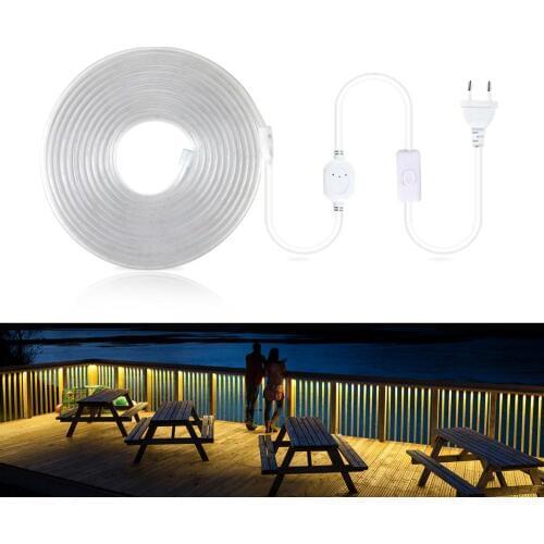 Path lights 220V LED Strip light With Switch EU Plug Waterproof Lamp Outdoor Garden Stairs LED Strip High Lumen Backlight
