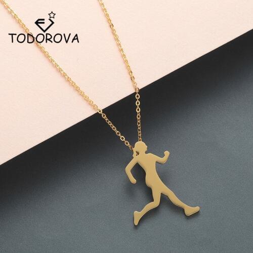 Todorova Runner Necklace Men Body Figure Sports Athlete Walking Jogging Necklace Running Women Silhouette Pendant Necklace