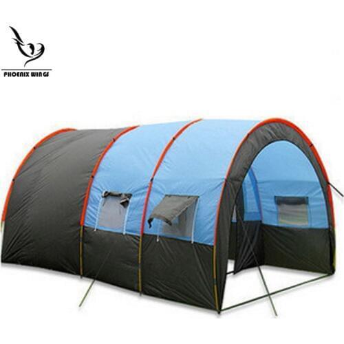 Tunnel Tent Canopy Outdoor for Over 8 People Large Space Team Tent Reinforced Plastics Rod Camping Double Layer Multi-person