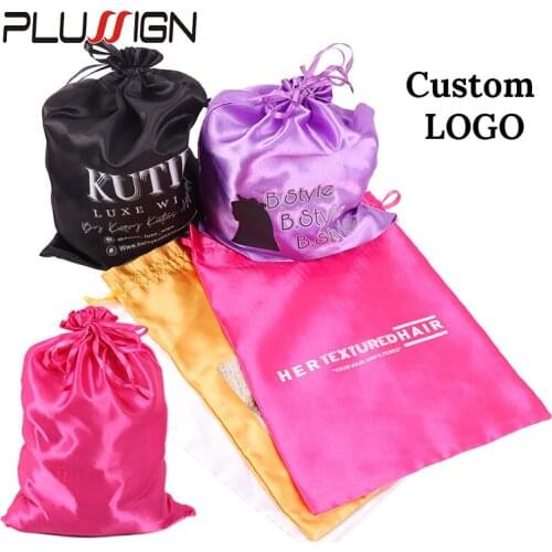 Wig Storage Bag For Hair Bundles Customized 25*35Cm General Size Wig Satin Packaging Bag 50Pcs/Lot Wholesale Silk Hair Bags